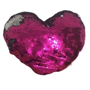 🌞 Midwood Brands Barbiecore pink & silver bling heart sequin decorative pillow